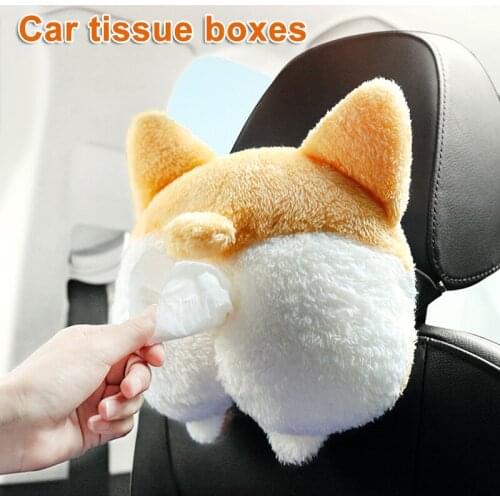 Corgi Butt Cat Car Tissue Holder Napkin Box Vehicle Backseat Tissue Case Holder for Home Car Bathroom Car Styling