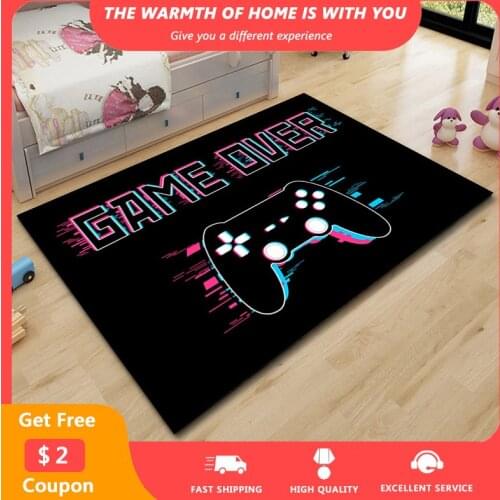 Gamepad Printed Carpets for Bedroom Cartoon Kids Playing Rugs Non-slip Washable Carpet Livingroom Playground Mats Drop Shipping