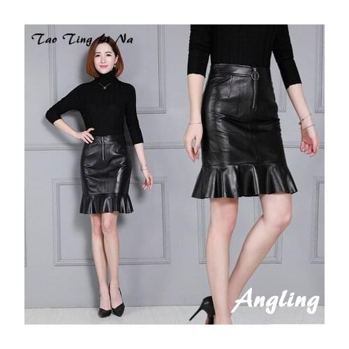 Top brand and Women Autumn Winter New Sheep Leather Skirt K81 high quality