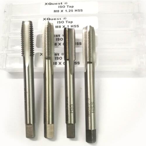 XQuest 4pcs HSS Metric screw thread tap set M8 M8X1.25 M8X1 M8X0.75 M8X0.5 Right hand Fine Thread Machine taps 8X1 8X0.75 8X0.5