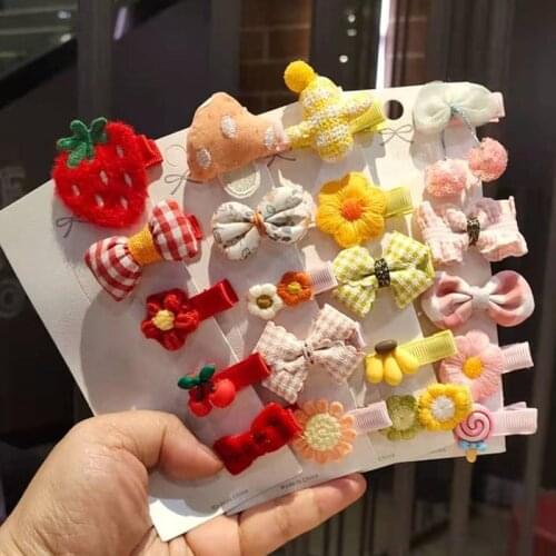 5Pcs/set Cute Baby Hair Clips Fashion Strip Bow Princess Crown Handdmade Hairpins For Kids Girls Newborn Hair Accessories
