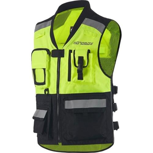 MOTOBOY Motorcycle Vest Reflective Motocross Racing Back & Chest Pads Protector VEST CE Certified GREEN/BLACK Moto Jackets