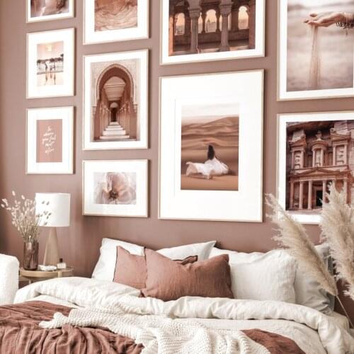 Desert Walk Mosaic Archway Sand Giraffes Flower Wall Art Print Canvas Painting Nordic Poster Wall Pictures For Living Room Decor