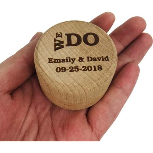 WE DO Personalized logo Rustic Ring Bearer Box Custom Wedding Ring Holder Wedding Ring Bearer Engraved Wooden Ring Boxes
