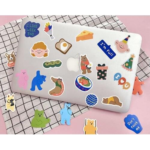 Cartoon Girl Bear Cute Stickers 40 Sheets Waterproof PVC Hand Account Mobile Phone Water Cup Diy Decorative Stickers Stationery