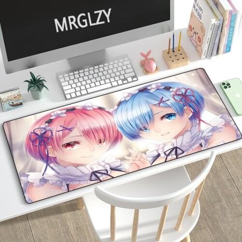 MRGLZY Anime Cute Sexy Girl Mouse Pad Large XXL Ram Rem Desk Mat Placemat Computer Gamer Gaming Peripheral Accessories MousePad