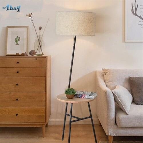 Nordic Modern Cloth Floor Lamp Standing Living Room Bedroom Study Store Night Stand Lamp Small Round Table Floor Lights Fixtures