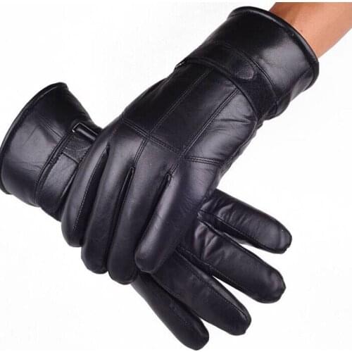 Sheepskin Gloves Fashion Genuine Leather with inside Sheep hair Glove Luxury For Men Russian Winter Real Fur Gloves