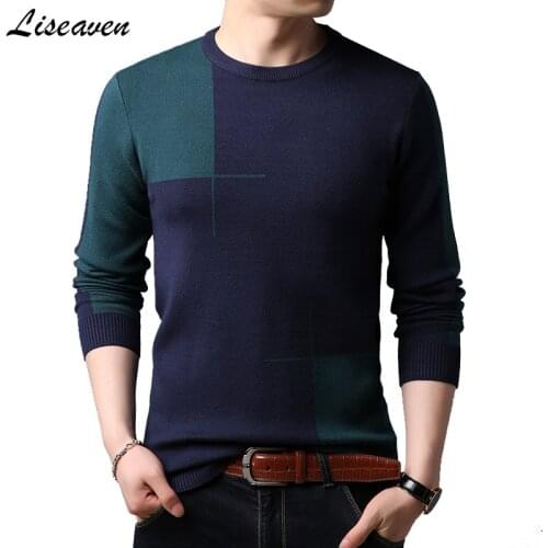 Liseaven Pullover Sweaters Mens O-Neck Pullovers Knit Wool Sweater Men Pull Homme Brand Mens Pullovers Clothing