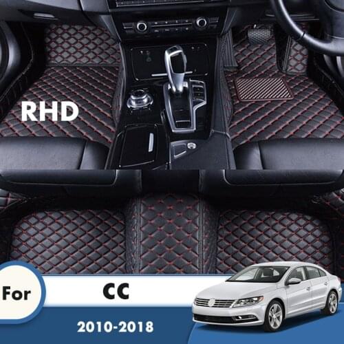 RHD Car Floor Mats For CC 2018 2017 2016 2015 2014 2013 2012 2011 2010 Carpets Leather Custom Auto Interior For VW Volkswagen