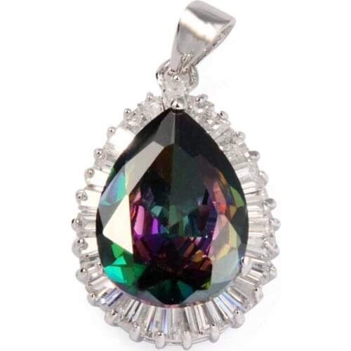 SHUNXUNZE Luxury Vintage couple jewellery & Accessories pendants Engagement Wedding Rainbow Cubic Zirconia Rhodium Plated R711G