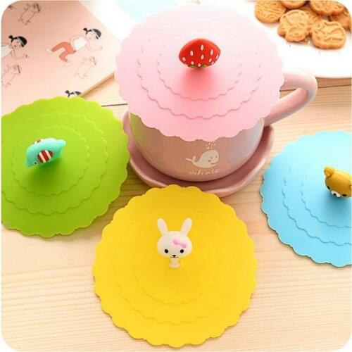 Cute Silicone Cup Cover Kitchen Office Accessory Tool Coffee Mug Suction Seal Lid Cap