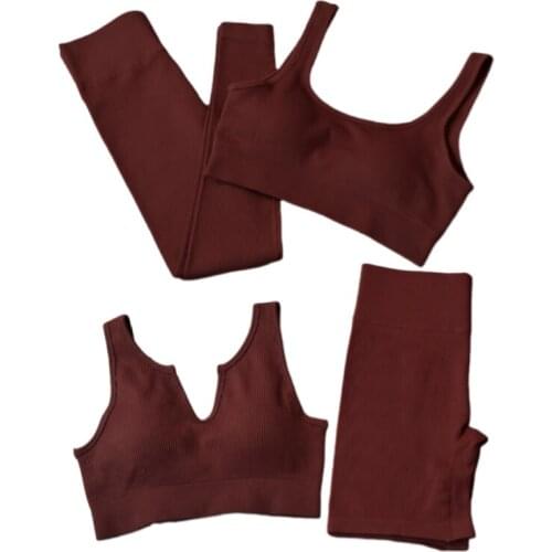 2/34Pcs Sports Yoga Set Women Tracksuit Athletic High Waist Seamless Leggings Outfit Workout Sportswear Gyms Crop Top Sports Bra