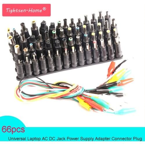 66pcs Universal Laptop AC DC Jack Power Supply Adapter Connector Plug for HP IBM Dell Apple Lenovo Acer Toshiba Notebook Cable