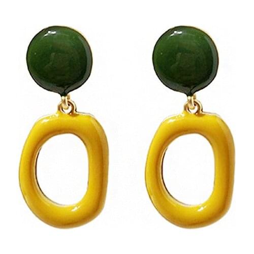 Vintage Square Enamel Drop Earrings For Ladies Creative Exaggerated Dangle Earrings For Women Statement Jewelry Girl Gift