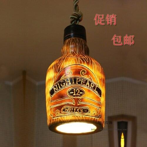 Vintage Wine Bottle Pendant Light Suspension Luminaire Bar Entranceway Balcony Dia 21*h37cm lustre pendente