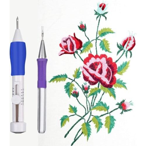 Embroidery Stitching Punch Needle Set Embroidery Pen with Plastic Box for Embroidery Threaders DIY Sewing, 3 Sizes