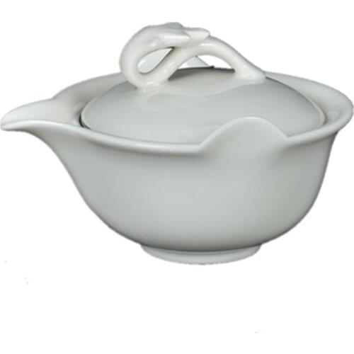 High quality White Porcelain Gaiwan Ceramic Teapot Master Cup Ceramic Lid Bowl Kung Fu Tea Set Tea Pot Tureen Business Gift