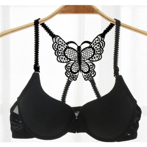 Yasemeen Solid Front Closure Butterfly Bras for Women Sexy Push Up Underwear Seamless Underwire Womens Brassiere Invisible