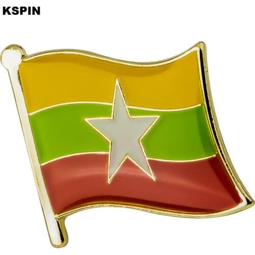Myanmar Flag Badge Flag Brooch National Flag Lapel Pin International Travel Pins Collections XY0497