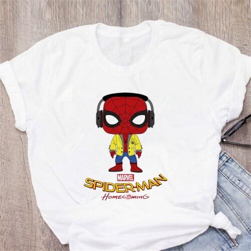 Marvel Women Tshirt Spider Man Print Casual T Shirt Cartoon Plussize Tee Tops Female Clothing Dropship