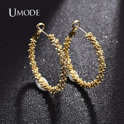 UMODE 2021 New Irregular Big Circle Earrings Electroplating Gold for Women Fashion Earring Jewelry Dating Party Gift UE0738