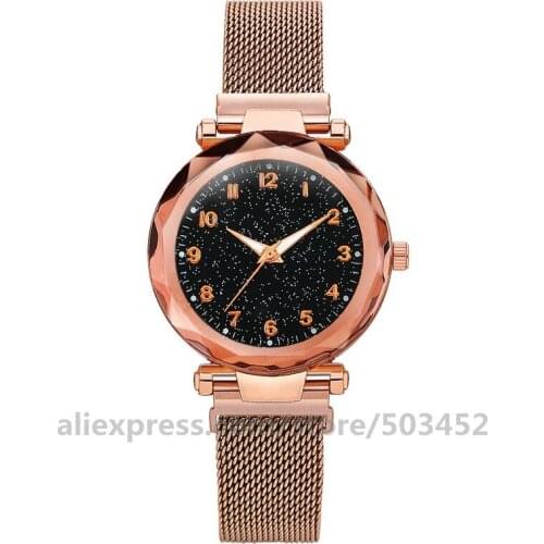 100pcs/Lot Fashion Arab Numerals Magnetic Belt Watch Fashion Starry Sky Wristwatch Beauty Alloy Watch Montre Femme Wholesale