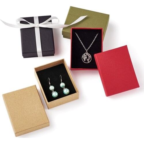 12pcs Rectangle Cardboard Jewelry Box Gift Box Case for Jewelry Display Ring Necklace Storage Jewelry Organizer Box 9x7x3cm
