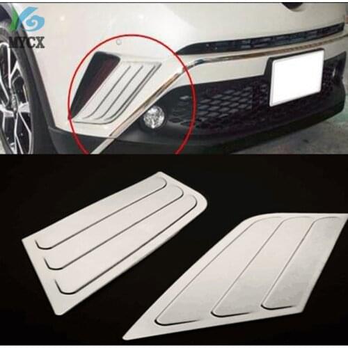 2PCS Stainless Steel Front Intake Molding Trim Car Styling Cover Accessories For Toyota C-HR CH-R 2016 2017 2018