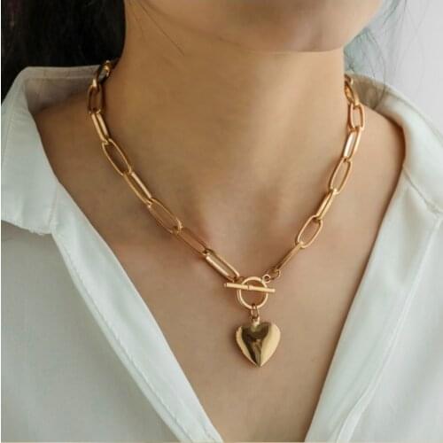 2020 New Fashion Jewelry Hyperbole Hip-hop Style Heart Shape Photo Box Charms Thick Chain Choker Necklaces & Pendants For Women