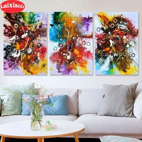 3d round square diamond embroidery Graffiti art Diy full diamond painting stitch cross mosaic 3 pcs abstract decoration painting
