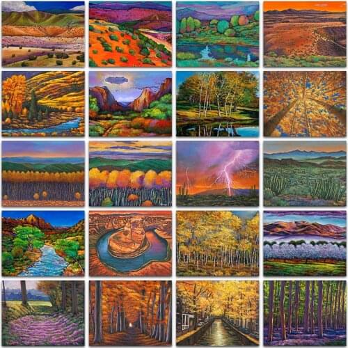 5D Diamond Painting landscape Autumn scenery Street view forest tree lightning garden embroidery mosaic Cross stitch home decor