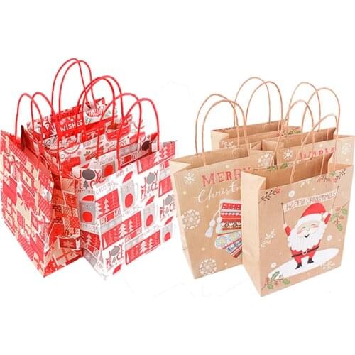 Kraft Paper Bags Merry Christmas Gift Bag with Handle Santa Claus Bag Christmas Decorations Gift Packaging Bags Xmas Gift Box