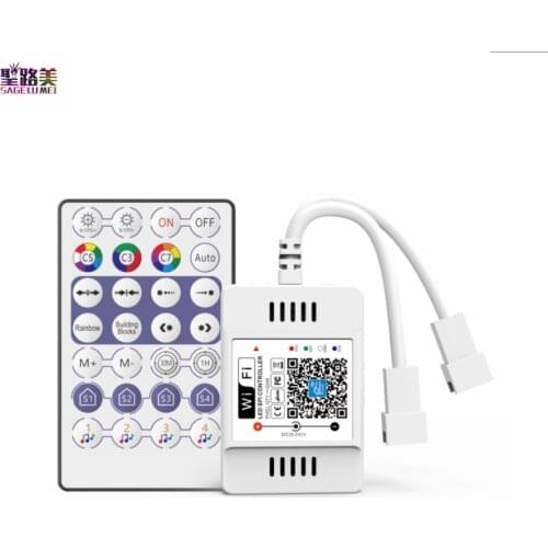 DC5V-24V SPI WIFI Controller 12V Voice Sound Time control Alexa Google for WS2811 WS2812 Pixel LED Strip Light IOS Android APP