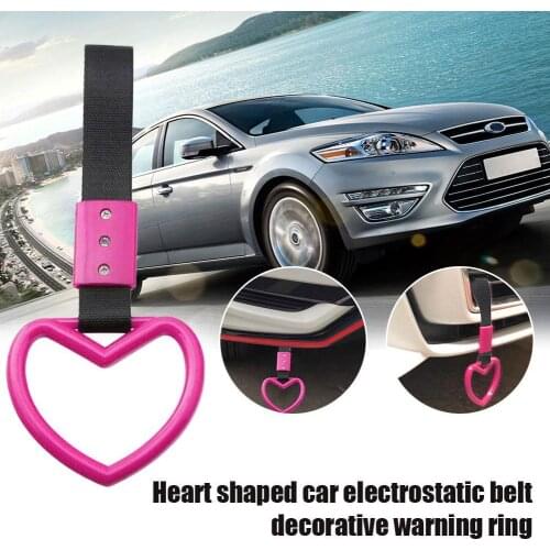 Heart-shaped Car Static Belt Decorative Warning Ring, Rear Bumper Warning Ring, Car Safety Pull Ring Car Charm Interior Supplies