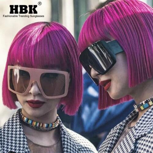 HBK New Trending Square Sunglasses 2019 Women Big Frame Luxury Brand Sun Glasses Retro Vintage Shades Eyewear Men UV400