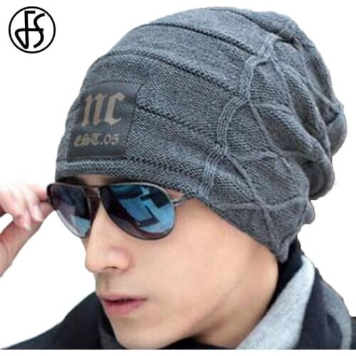 FS Fall And Winter Warm Brand Thick Hip Hop Caps Men NC Casual Knitted Wool Cap Male Stylish Winter Caps Beanies Bonnet Hat