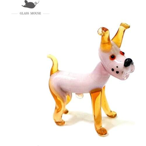 Miniature Cute Handmade Glass Dog Figurines Craft Ornaments Christmas Home Tabletop Decoration New Year Exquisite Gifts For Kids