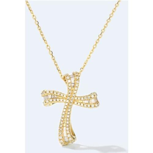 Fashion New Zircon Creative Cross Claw Set AAAA Zircon Necklace Ladies Silver-plated Necklace Street Trendy All-match Jewelry