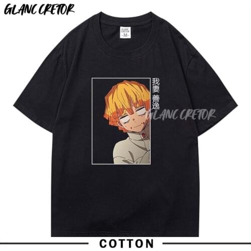Demon Slayer Japanese Anime Manga Design Summer Vaporwave Mans T-Shirt 100% Cotton Tshirt Men T Shirt 2021 New Tee