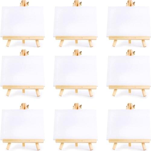 12 Set Artists Mini Canvas Set Painting Craft DIY Drawing Small Table Easel Gift