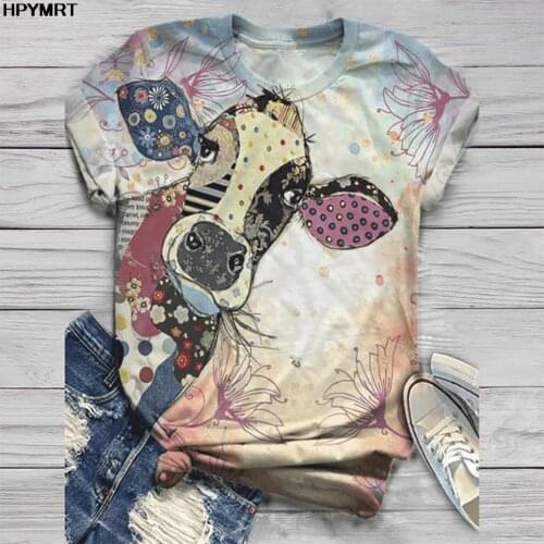 2021 new Harajuku T-shirt womens plus size top T shirt ladies short-sleeved 3D animal print O-neck Tshirt female clothing