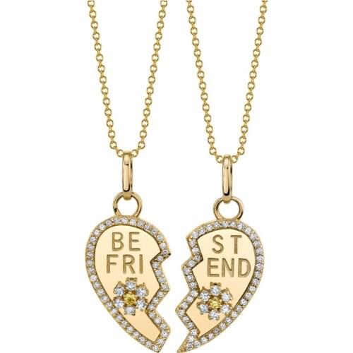 Cool Best Friend Necklaces & Pendants For Women Girls Couple Long Necklace Trendy Crystal Heart Sweater Chain Necklace Jewelry