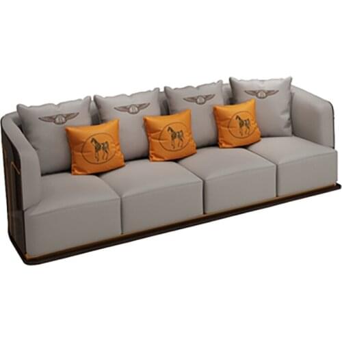 Postmodern Hong Kong style light luxury leather sofa 123 combination small apartment living room Italian style luxury