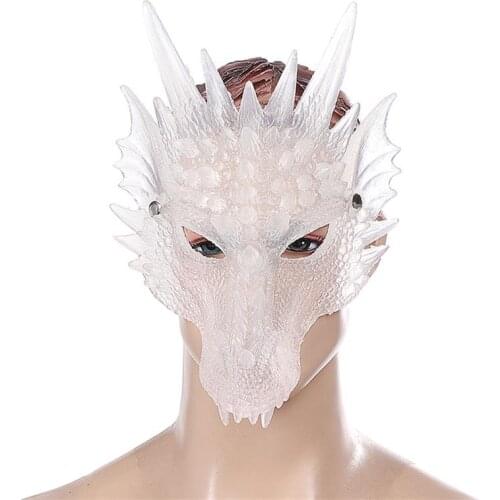 2020 New Halloween Carnival party Cosplay props Soft Silicone 3D Half Face Animal Dragon Adult Mask