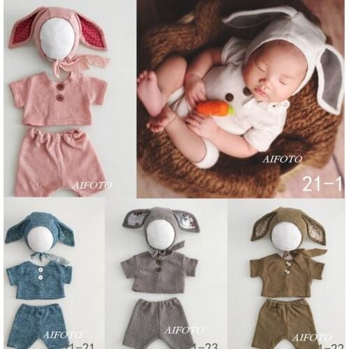 2019 Unisex Ears Bonnet Outfits Hat Clothes Newborn Photography Props Baby Set Fotografia Accessories Studio Shoots Photo Props