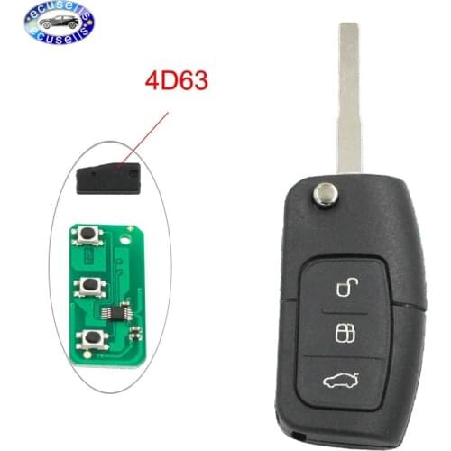 Folding Flip Remote Key Keyless Entry Remote 3 Button 433MHZ For Ford Focus Mondeo Fiesta With 4D63 chip
