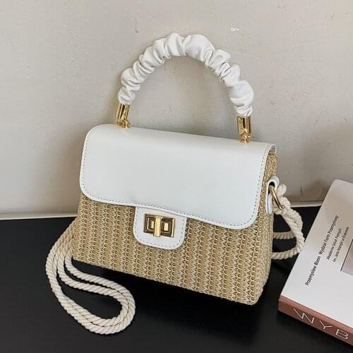 Straw Bag Womens Bag 2021 Summer New Trendy Net Red Foreign Air Portable Square Bag Fashion Woven One-shoulder Messenger Bag