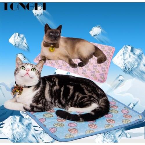TONGDI Pet Cat Dogs Carpet Mat Soft Cooling Eco-friendly Anti-Odor Summer Pad Rug For Cat Blanket Sofa Breathable Bed Washable