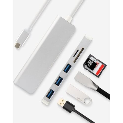 5-in-1 Type-C HUB USB 3.0 Port SD/TF Card Reader USB-C Adapter For Mi Notebook Air 12.5 13.3" Laptop Case